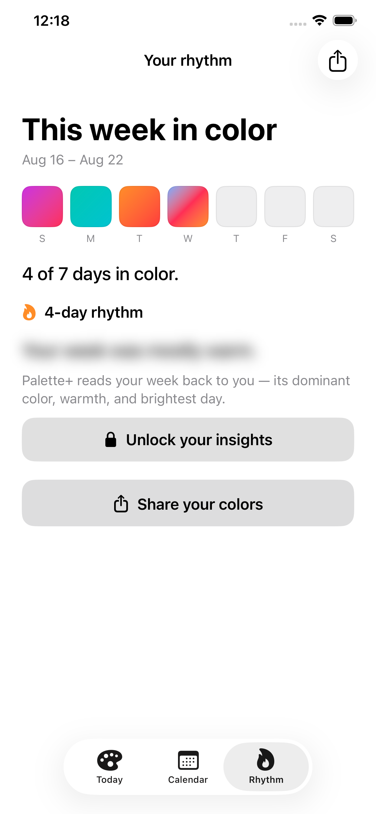 Palette of Life rhythm screen